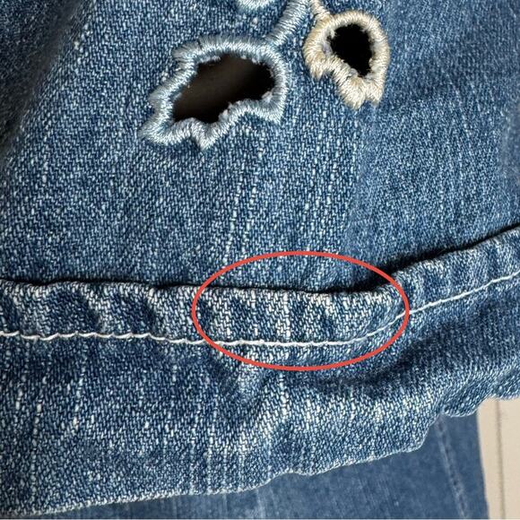 Vintage Ease Sport Embroidered Floral Paisley Cutout Denim Shirt Womens 10 - Picture 7 of 8